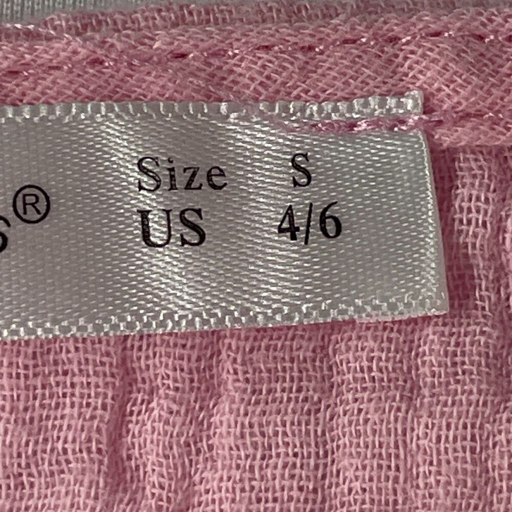 R Vivimos Pink Gauze Babydoll Tunic Dress Tassel Tiered Boho Small - Picture 8 of 8